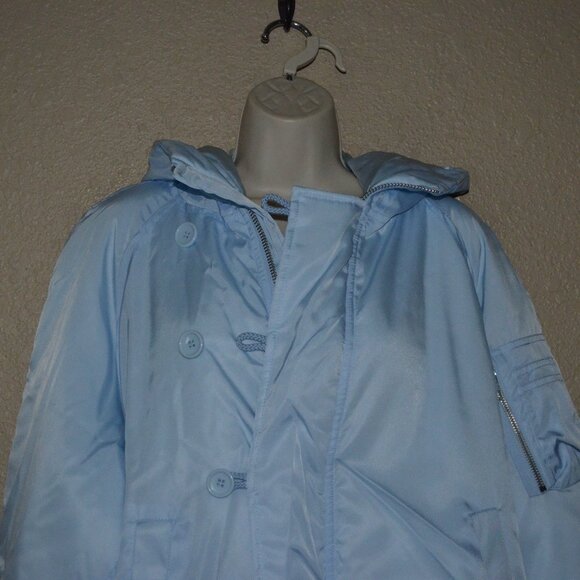 NWT $650 Sz S WE AR4 Sky Blue E Bomber Oversized Nylon Hooded Jacket - Picture 3 of 10